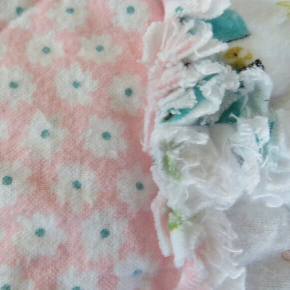 Flannel Rag Quilt 49 x 45 with Batting, Floral Dinosaur Scrappy Style Rag Quilt - Picture 7 of 11